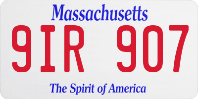 MA license plate 9IR907