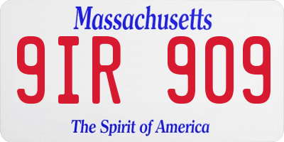 MA license plate 9IR909