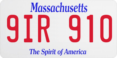 MA license plate 9IR910
