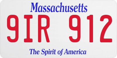 MA license plate 9IR912
