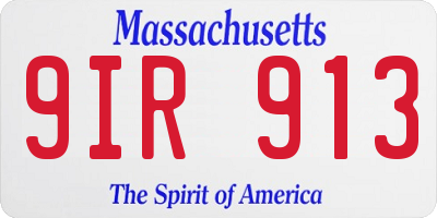 MA license plate 9IR913