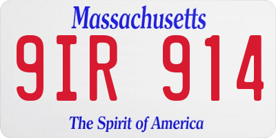 MA license plate 9IR914