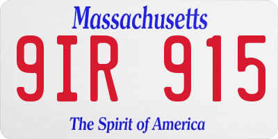 MA license plate 9IR915