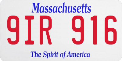 MA license plate 9IR916