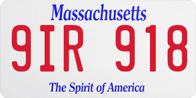 MA license plate 9IR918