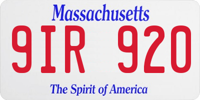 MA license plate 9IR920