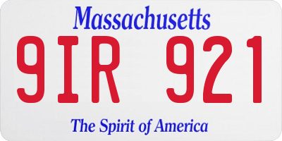 MA license plate 9IR921
