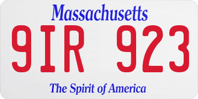 MA license plate 9IR923