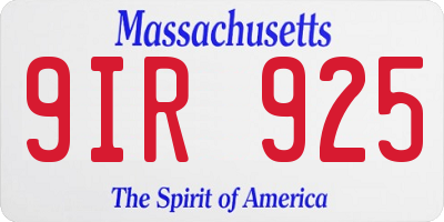 MA license plate 9IR925