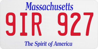 MA license plate 9IR927