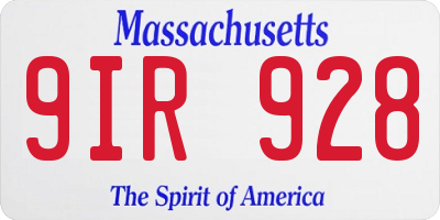 MA license plate 9IR928