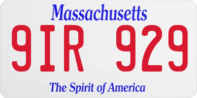 MA license plate 9IR929