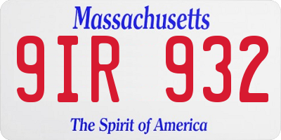 MA license plate 9IR932