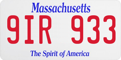 MA license plate 9IR933