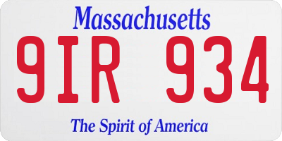 MA license plate 9IR934