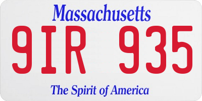 MA license plate 9IR935