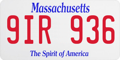 MA license plate 9IR936
