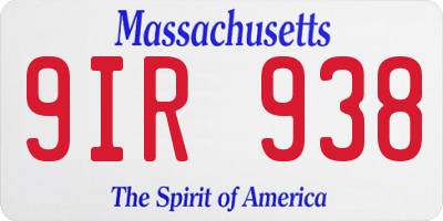 MA license plate 9IR938