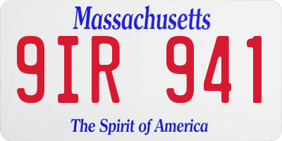 MA license plate 9IR941
