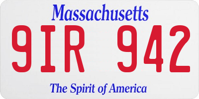 MA license plate 9IR942