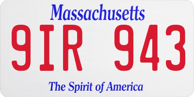 MA license plate 9IR943