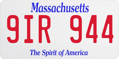 MA license plate 9IR944