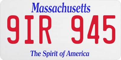 MA license plate 9IR945