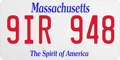 MA license plate 9IR948