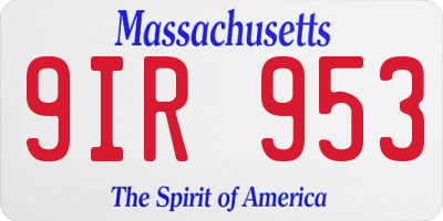 MA license plate 9IR953