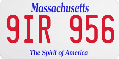 MA license plate 9IR956