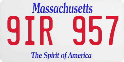 MA license plate 9IR957