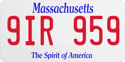 MA license plate 9IR959