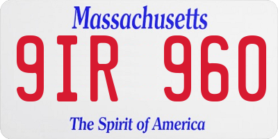 MA license plate 9IR960