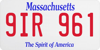 MA license plate 9IR961
