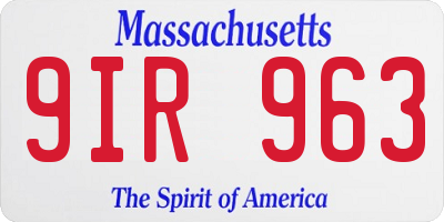 MA license plate 9IR963