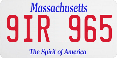MA license plate 9IR965