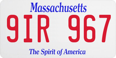 MA license plate 9IR967
