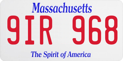MA license plate 9IR968