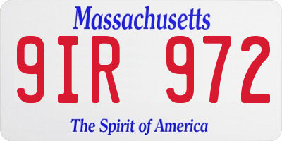 MA license plate 9IR972