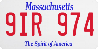 MA license plate 9IR974