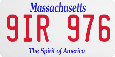 MA license plate 9IR976