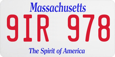 MA license plate 9IR978