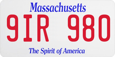 MA license plate 9IR980