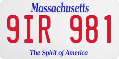 MA license plate 9IR981