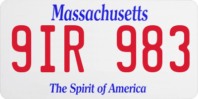 MA license plate 9IR983