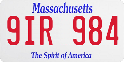 MA license plate 9IR984