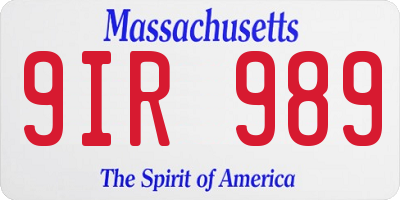 MA license plate 9IR989