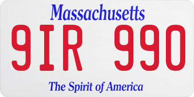 MA license plate 9IR990