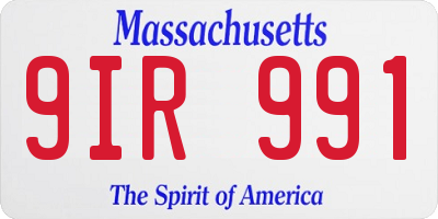MA license plate 9IR991
