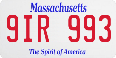MA license plate 9IR993
